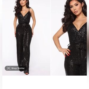 2x black sequin jumpsuit-worn once